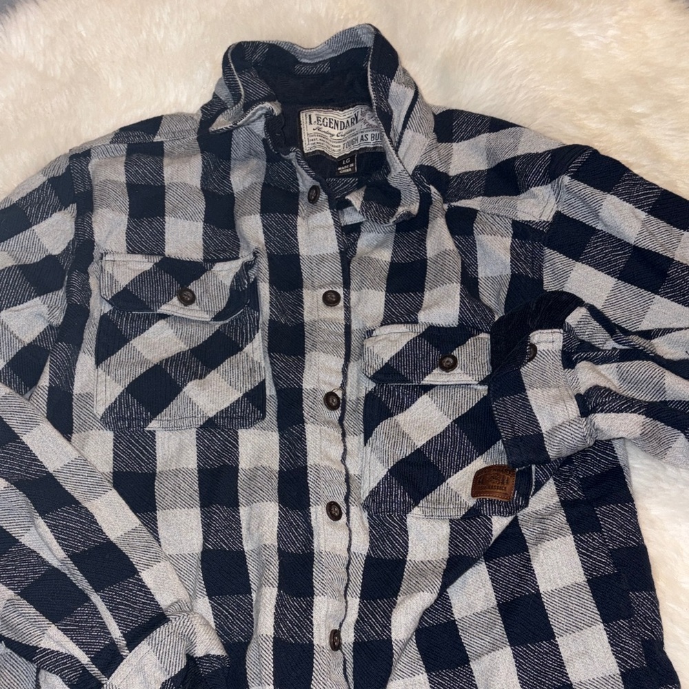 Men's Blue Plaid long sleeve Shirt size large - Picture 3 of 9